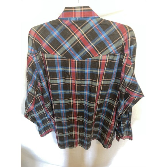 Ely Cattleman Western Shirt Men’s Size XL Blue Red Plaid Pearl Snaps LS Rodeo - Picture 8 of 12